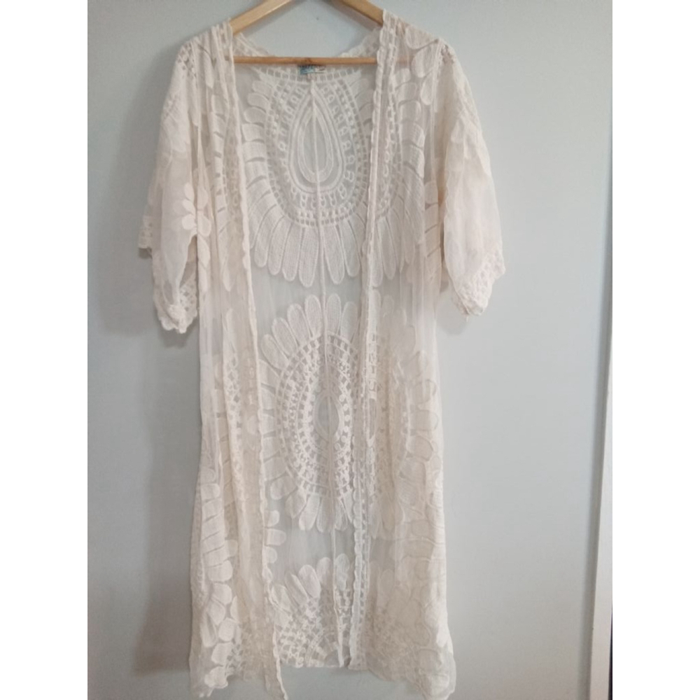 Women's Rebellion Again White Lace Cardigan/ beach cover up Size L